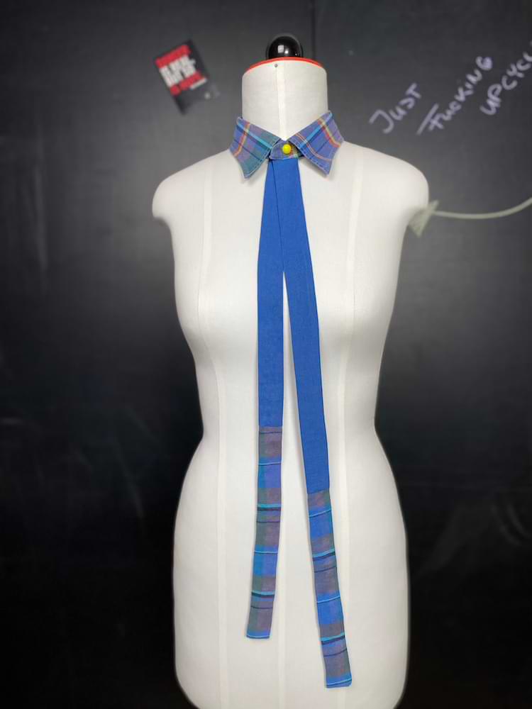 karierter Kragen in Blau - nachhaltige Upcycling Mode von Beverly - Berlin