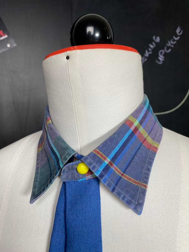 karierter Kragen in Blau - nachhaltige Upcycling Mode von Beverly - Berlin