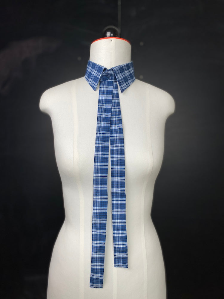 Kragencollier Blue Check – Cool & Handmade