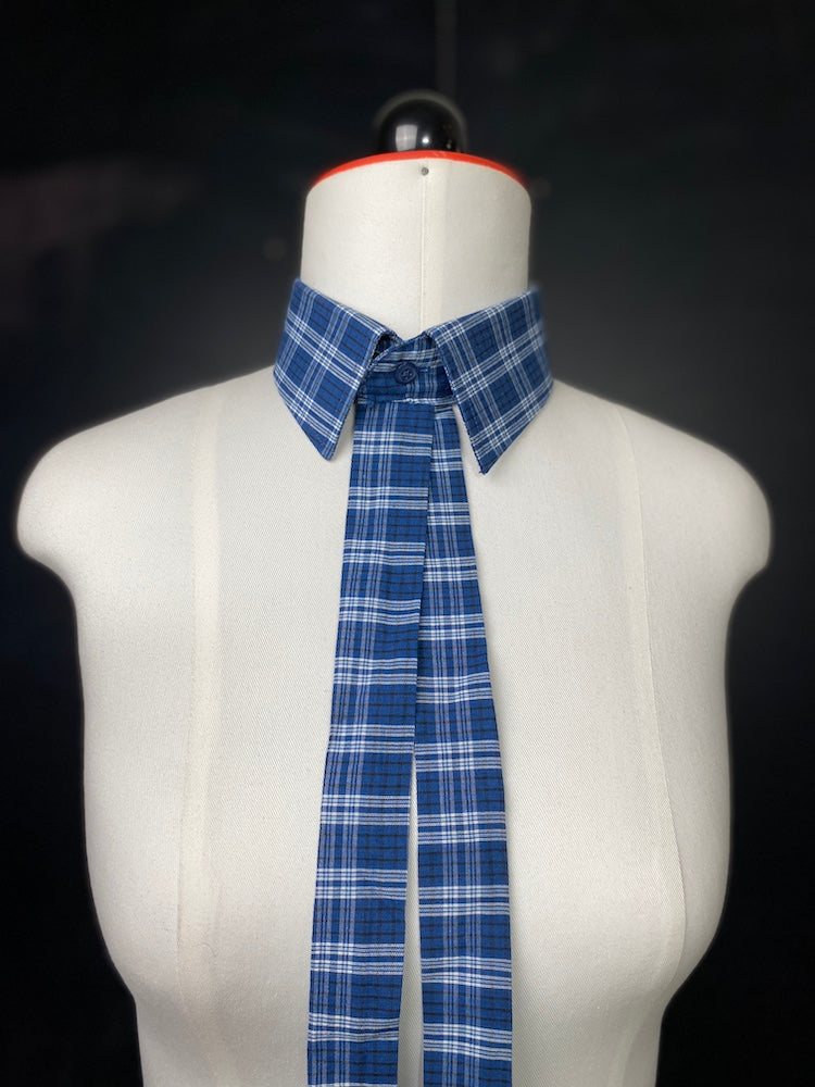 Kragencollier Blue Check – Cool & Handmade