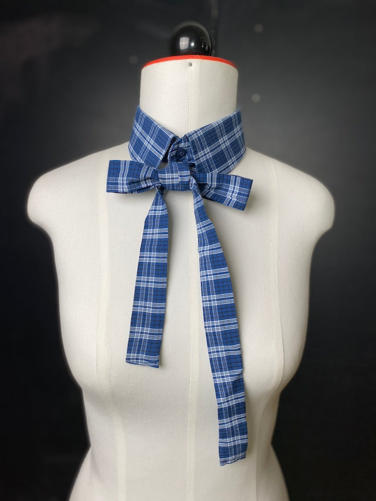 Kragencollier Blue Check – Cool & Handmade